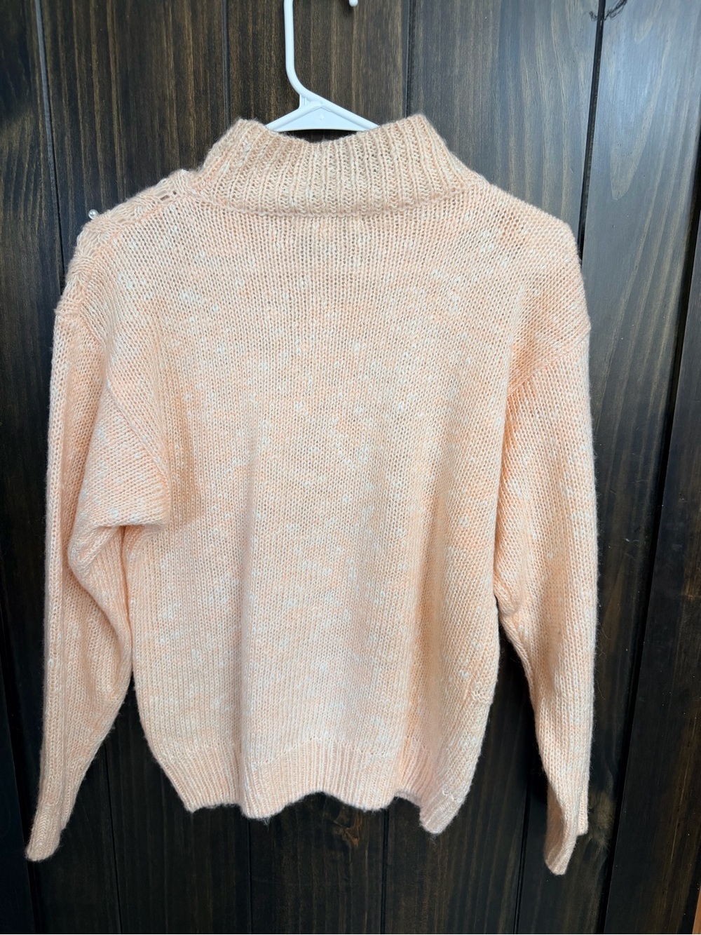 Peach Pearl-Embellished Women's Sweater-Size:Small - Picture 6 of 7